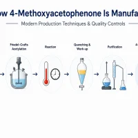 Manufacturing process diagram for 4-Methoxyacetophenone in chemical production.