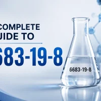 Laboratory illustration featuring CAS number 6683-19-8 with scientific glassware and molecular background.