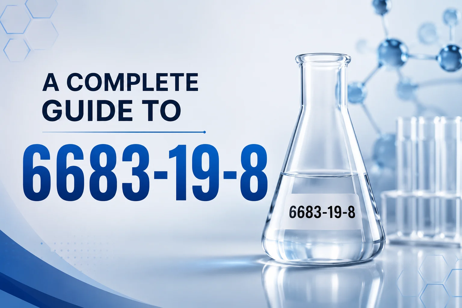 Laboratory illustration featuring CAS number 6683-19-8 with scientific glassware and molecular background.