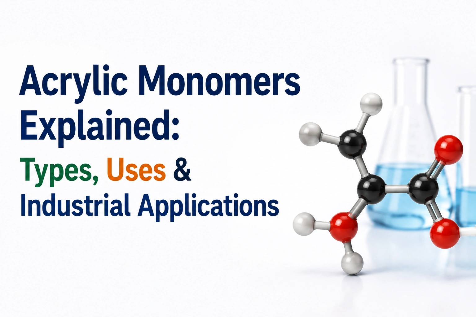 Acrylic monomers types uses and industrial applications with molecular structure and laboratory glassware