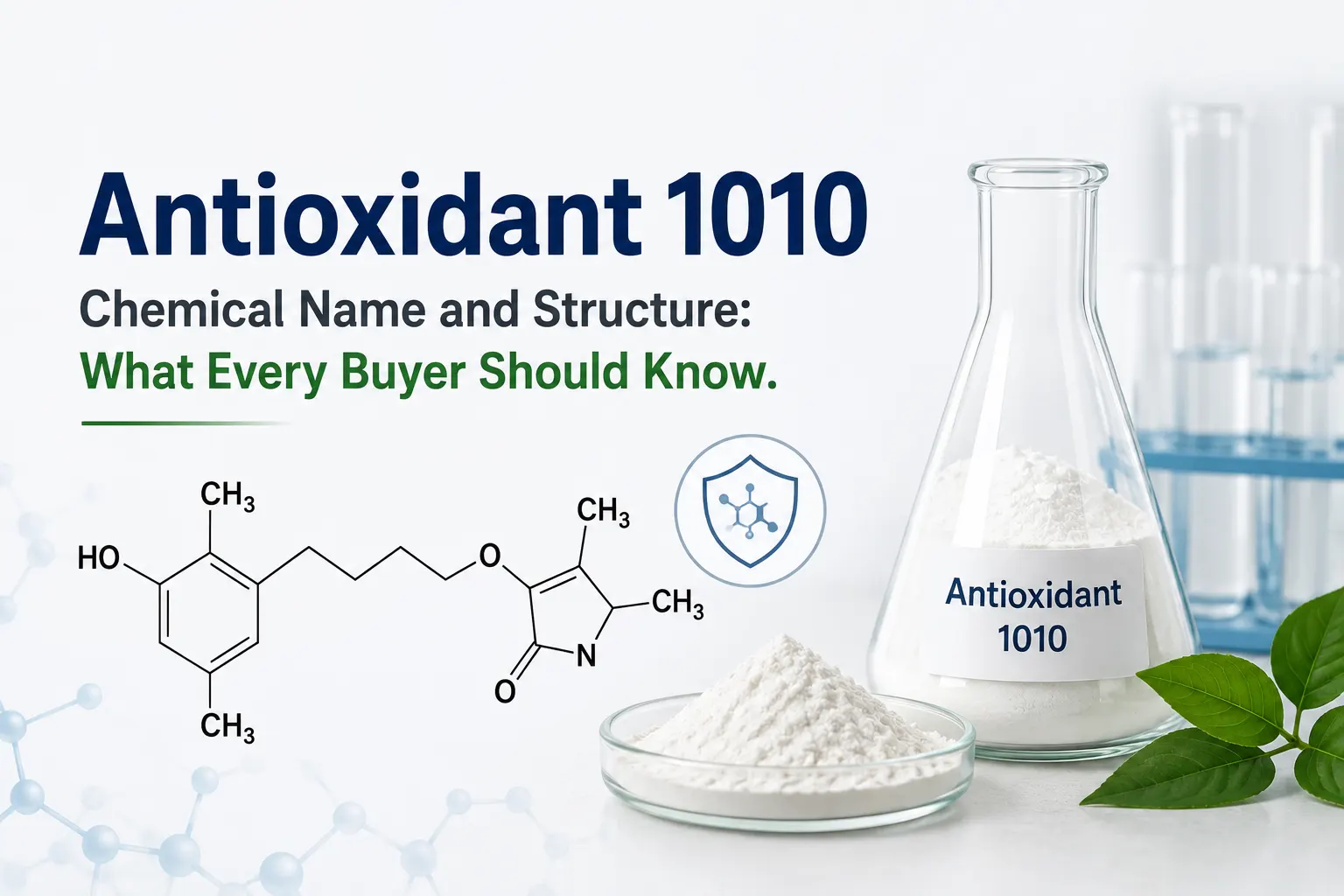 Antioxidant 1010 chemical structure and powder used in industrial applications